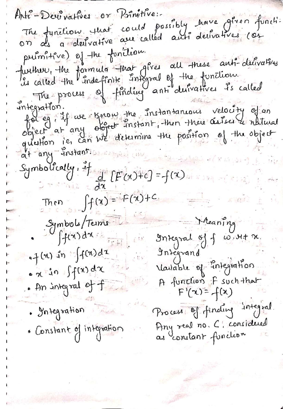 Integration - Unit 1 MTH Lecture Notes - Studocu