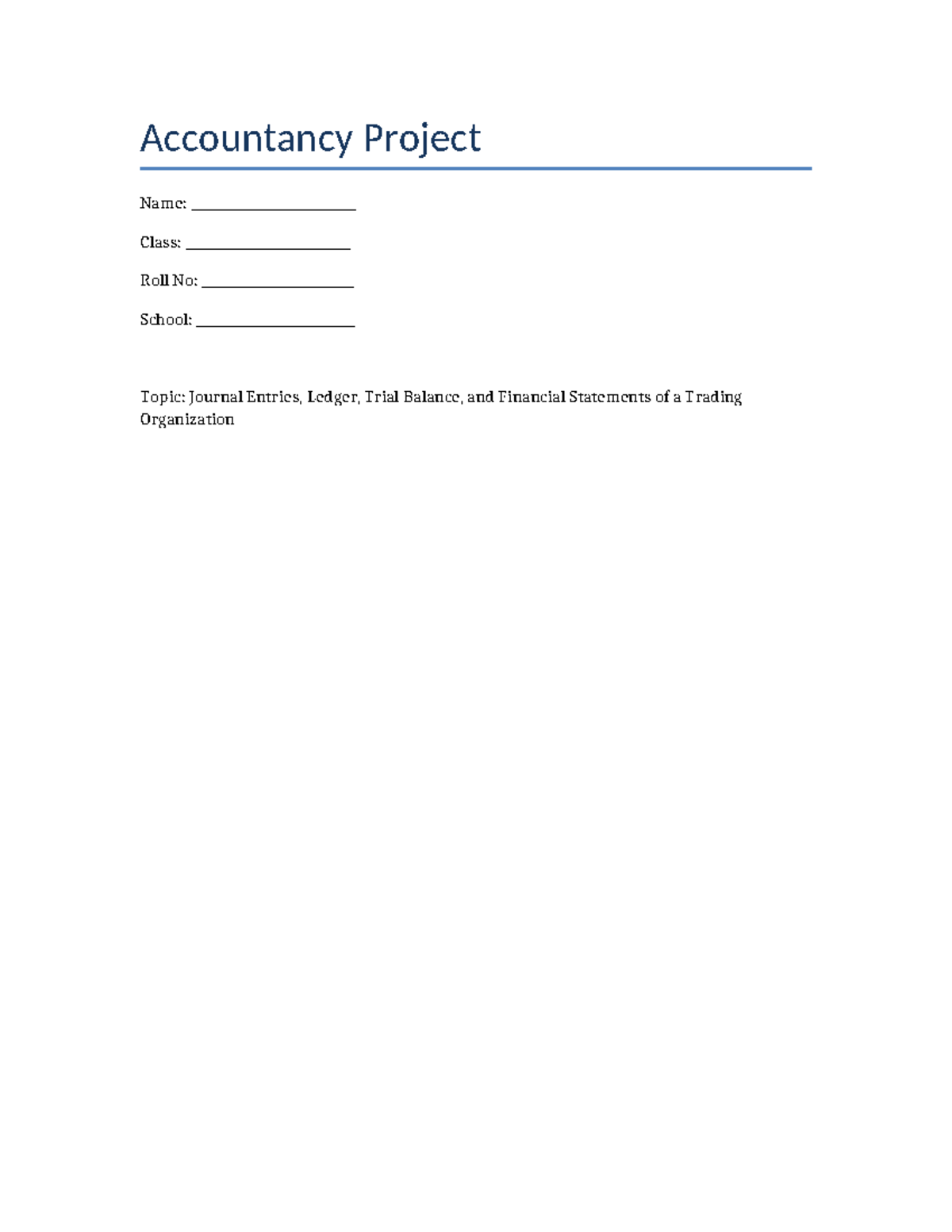 Accountancy Project: Journal Entries & Financial Statements Case Study ...
