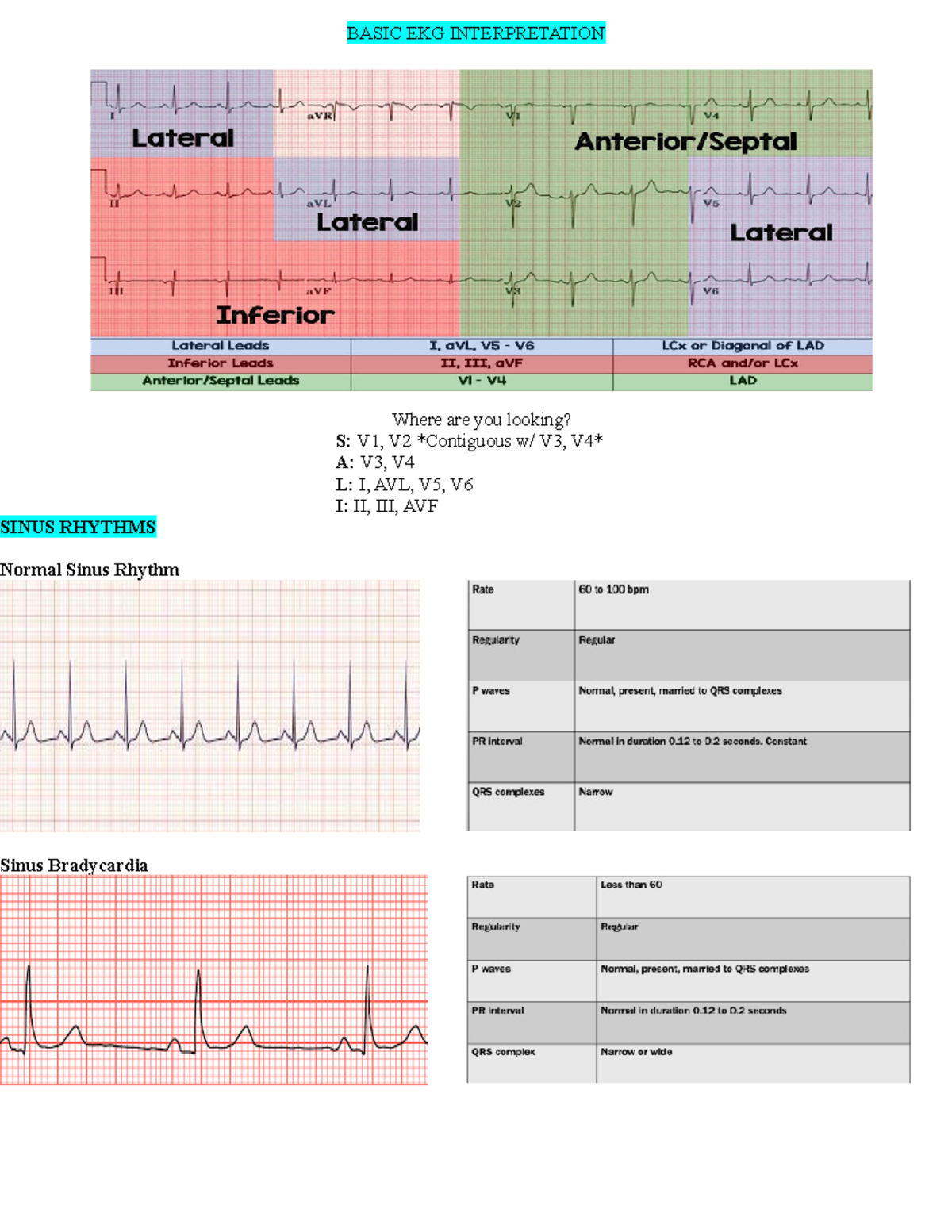 Cardiac Rhythm & Ischemia: EKG Notes for Clinical Understanding - Studocu