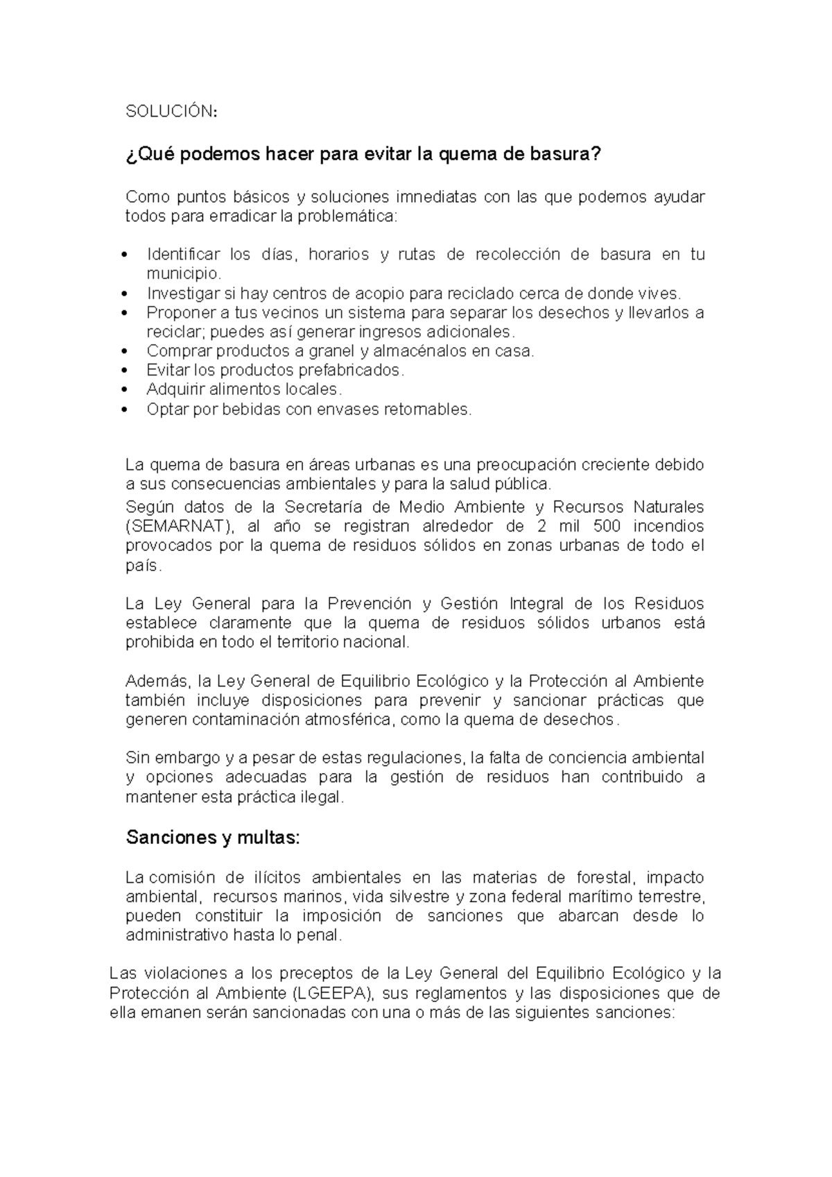 Propuestas para Evitar la Quema de Basura y Mejorar el Medio Ambiente ...