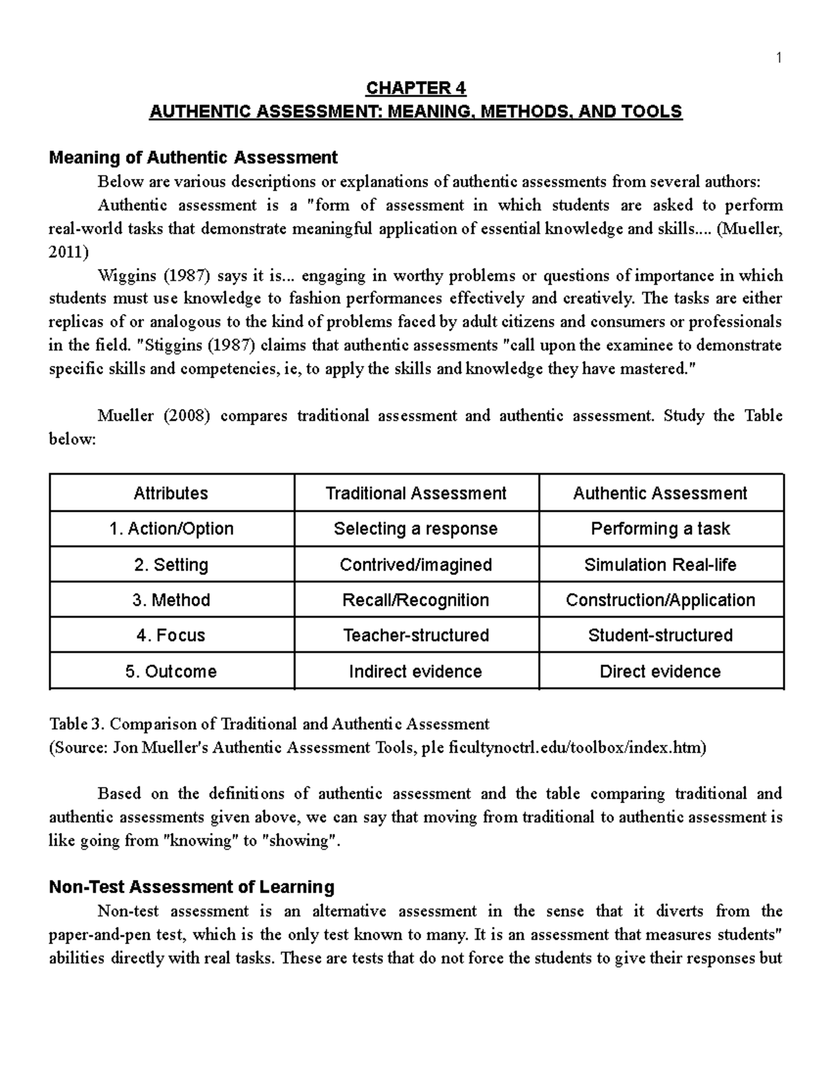 PC 325 Chapter 4: Understanding Authentic Assessment Techniques - Studocu