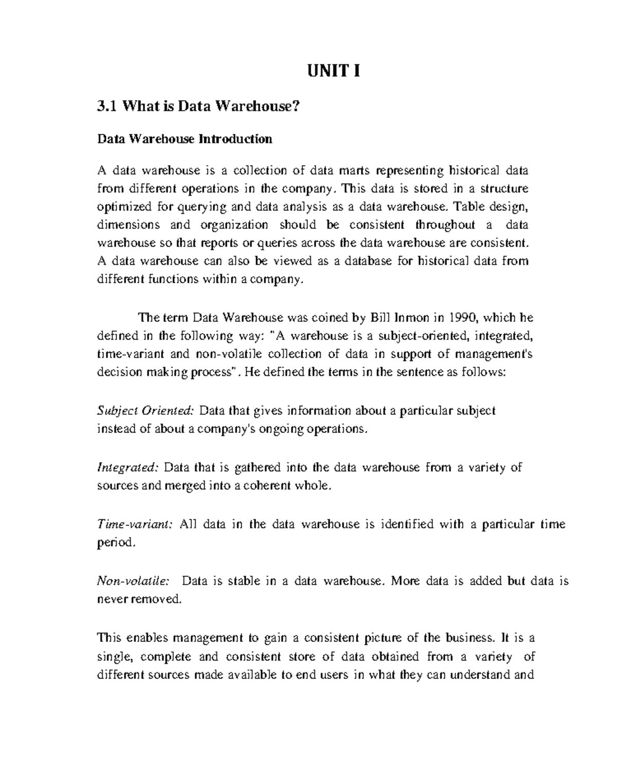DWDM Unit 1 - Introduction to Data Warehousing Concepts and ...