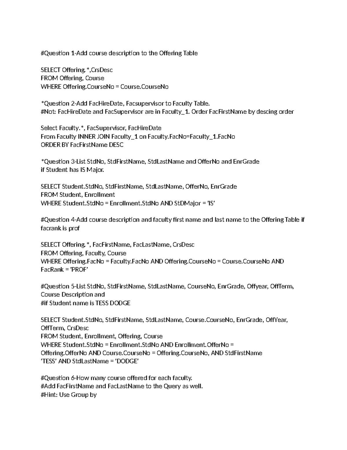 Homework 5: SQL Queries for Course and Faculty Data Analysis (MIS ...
