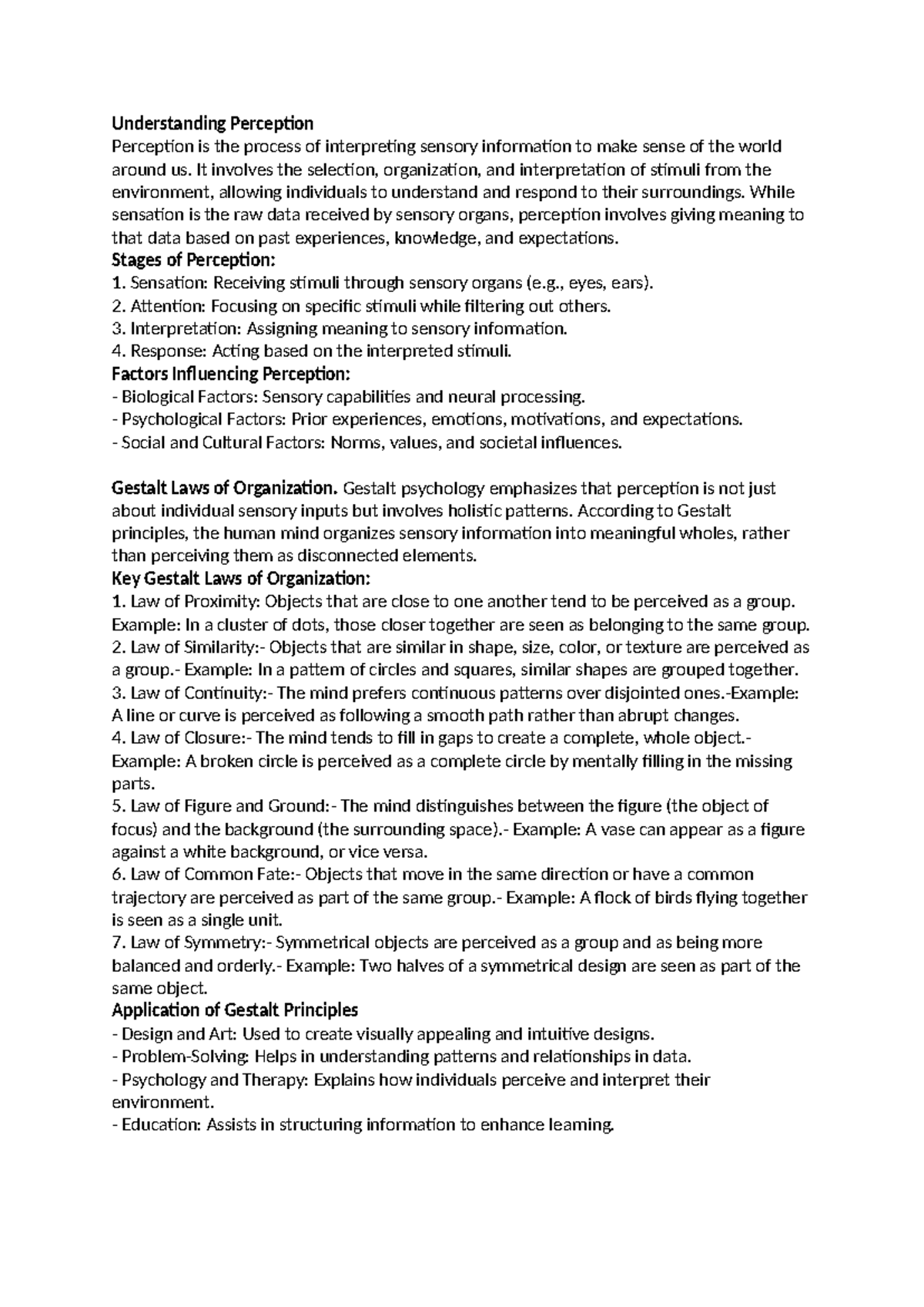 Understanding Perception: Key Concepts and Influences (PSY 101 Study ...