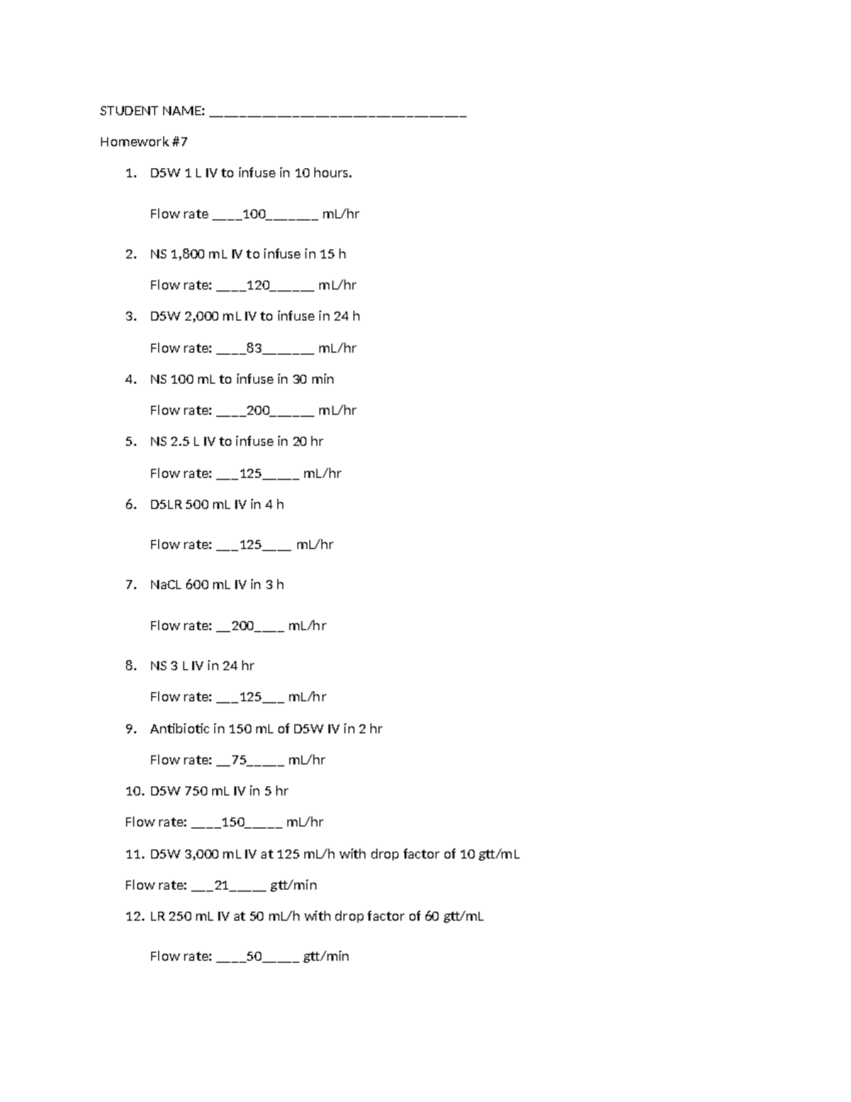 Hw assignment 7 studoc - IV practice questions and drip rate - STUDENT ...