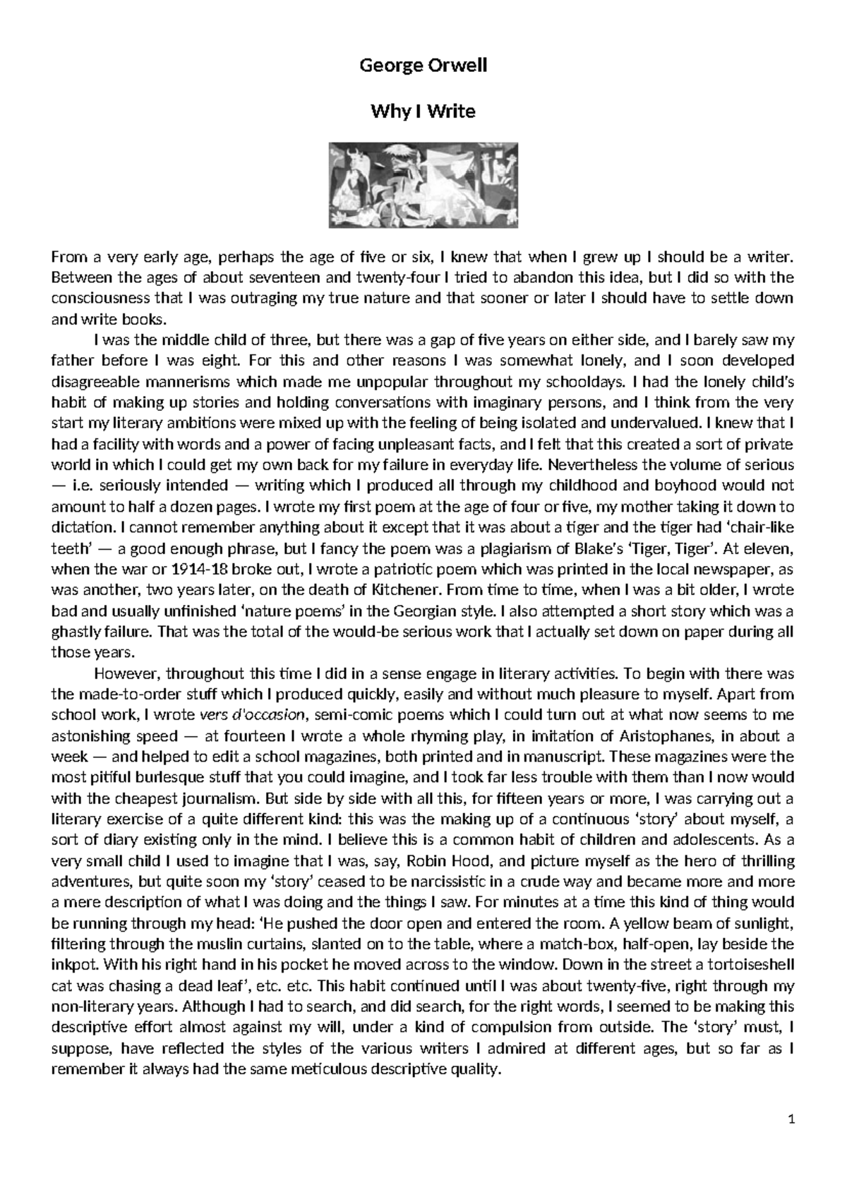 George Orwell: Analyzing 