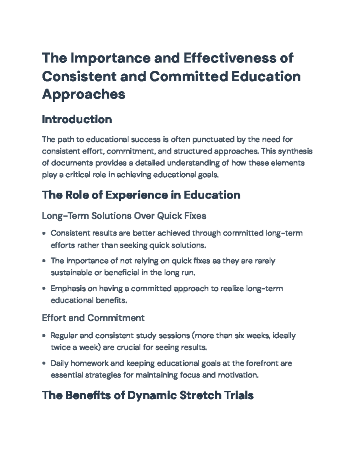 The Importance of Consistent Efforts in Educational Success - The ...