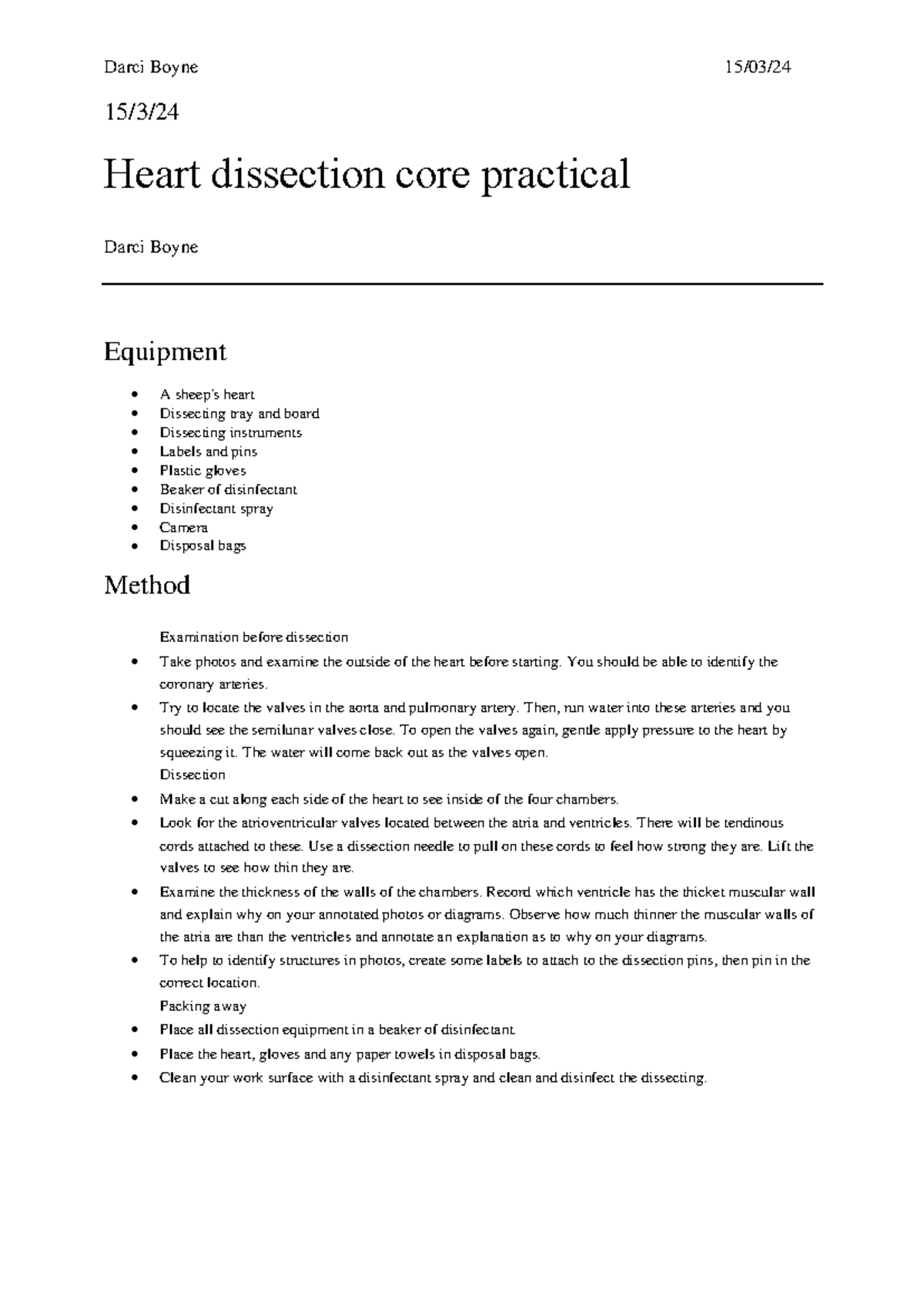AQA Biology Core Practical: Sheep Heart Dissection Method & Safety ...