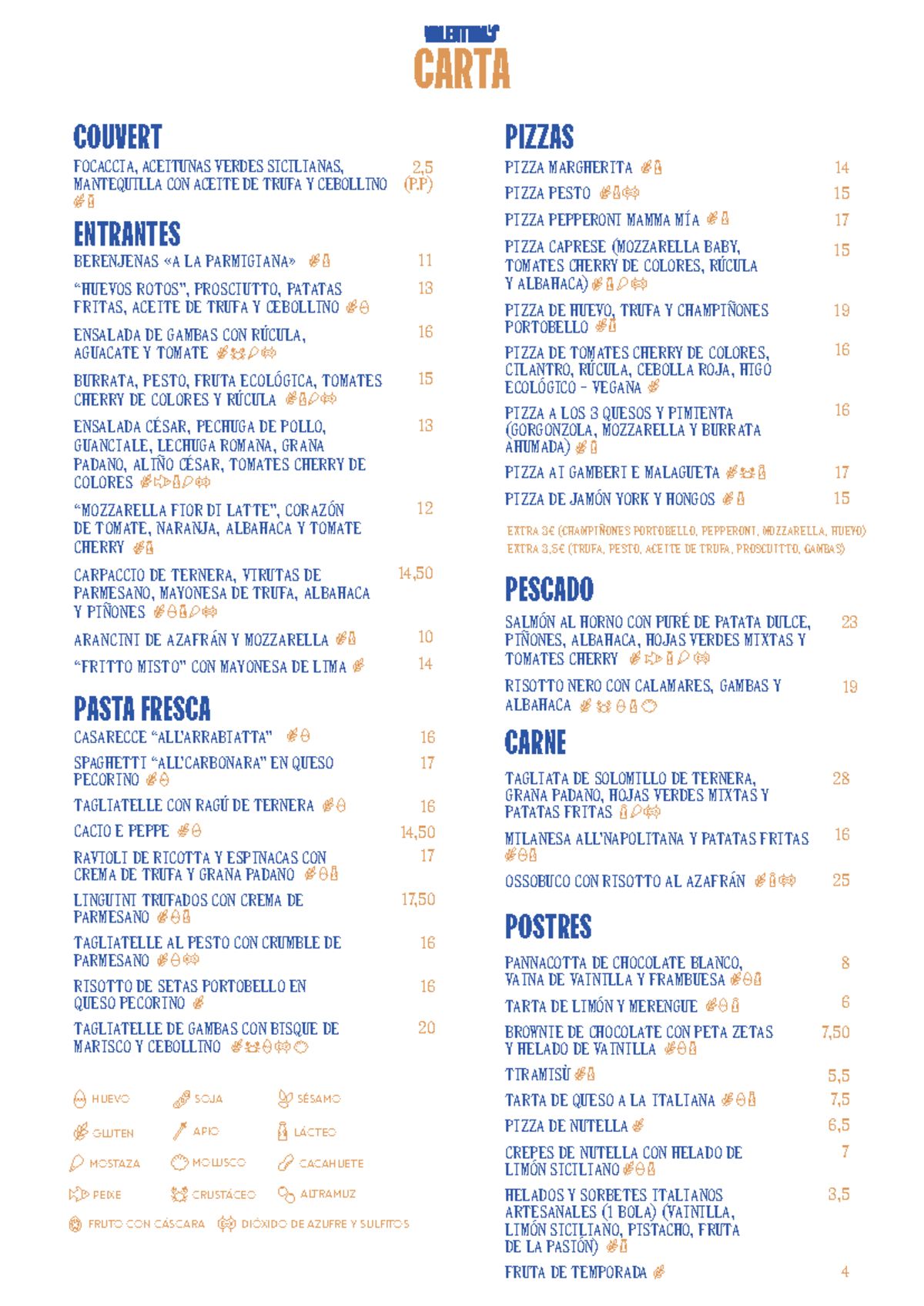 Carta de Menu - Café e Restaurante em História Faculdade - Studocu