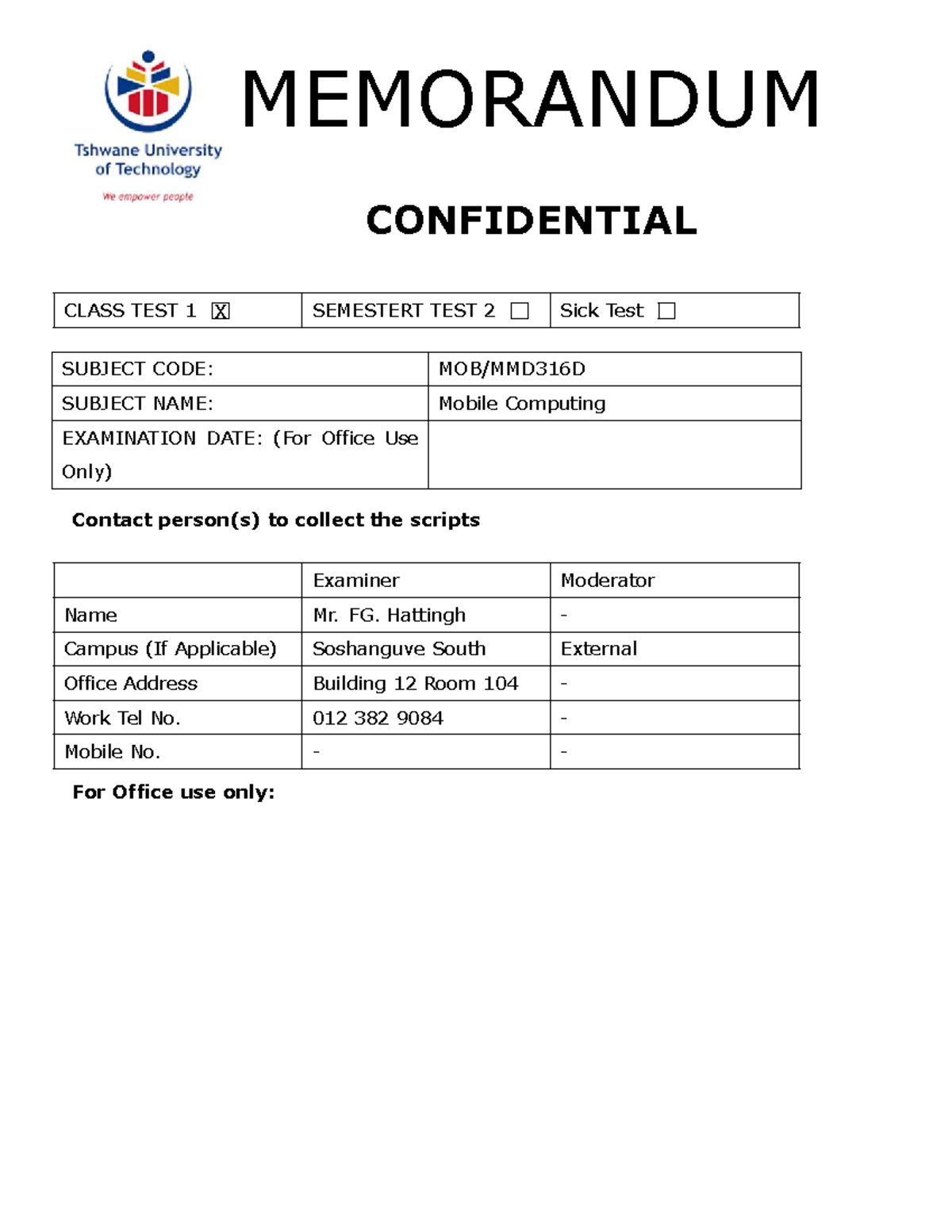 MOB 2026 S1 CT1 MEMO - Class Test 1 Mobile Computing 2026 - Studocu