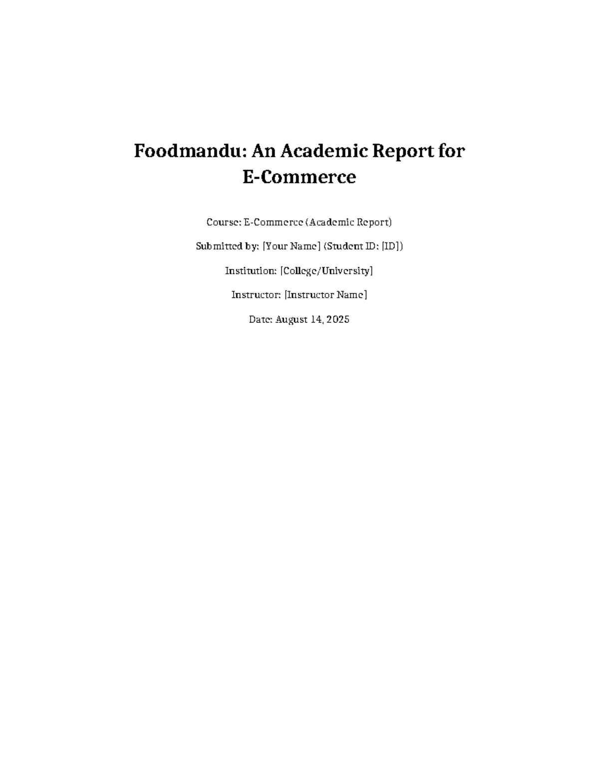 Foodmandu Ecommerce Analysis Report (Academic Report) - Studocu