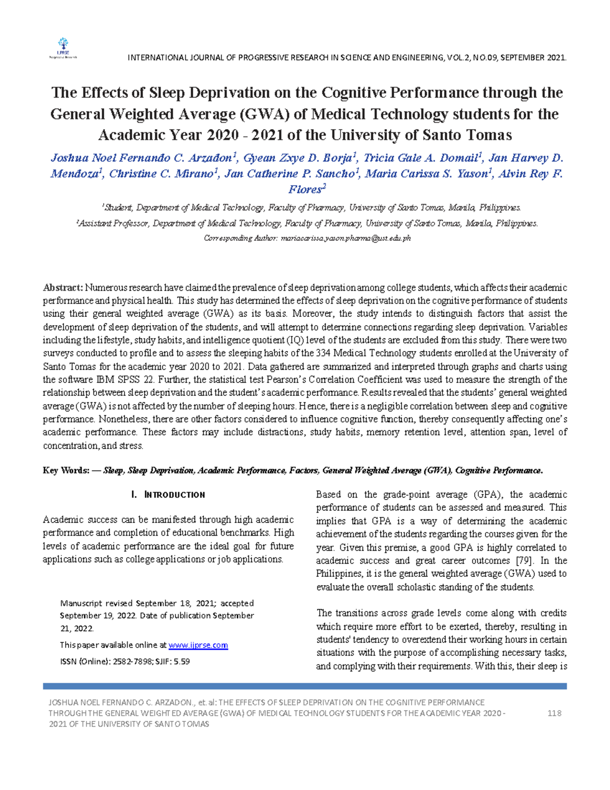 Effects of Sleep Deprivation on Cognitive Performance in MedTech ...