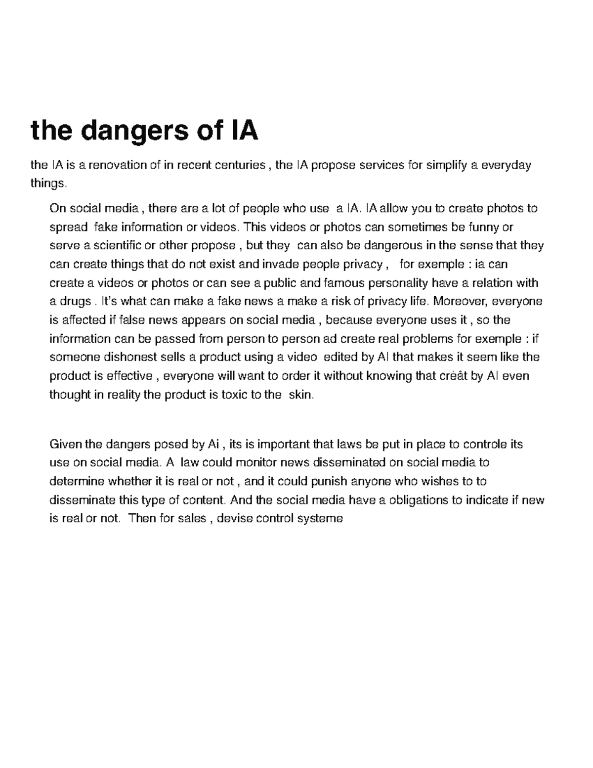 The Dangers of AI: Impacts on Privacy and Misinformation - Ovjvv - Studocu