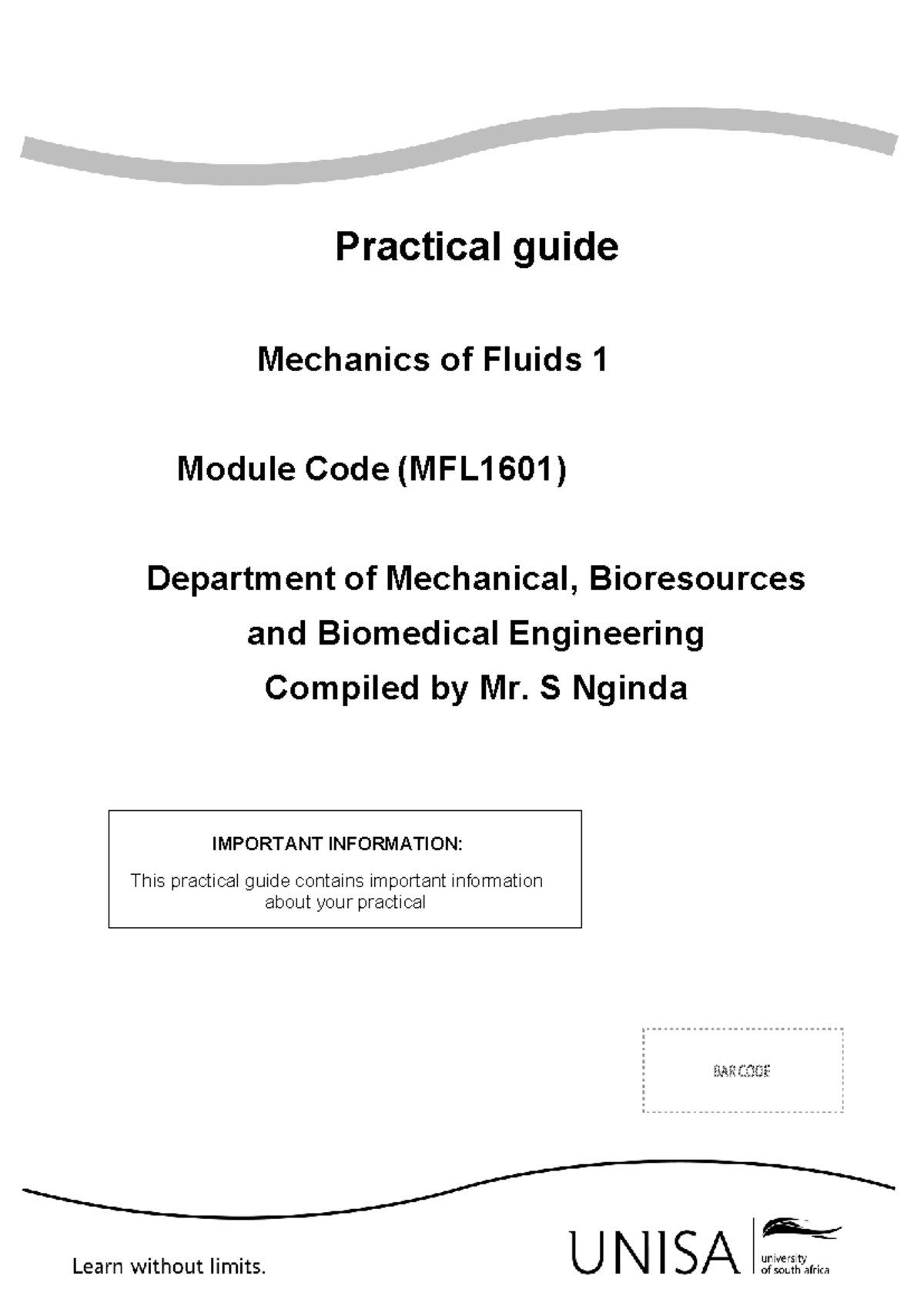 Practical Guide for MFL1601: Mechanics of Fluids 1 Lab Experiments ...