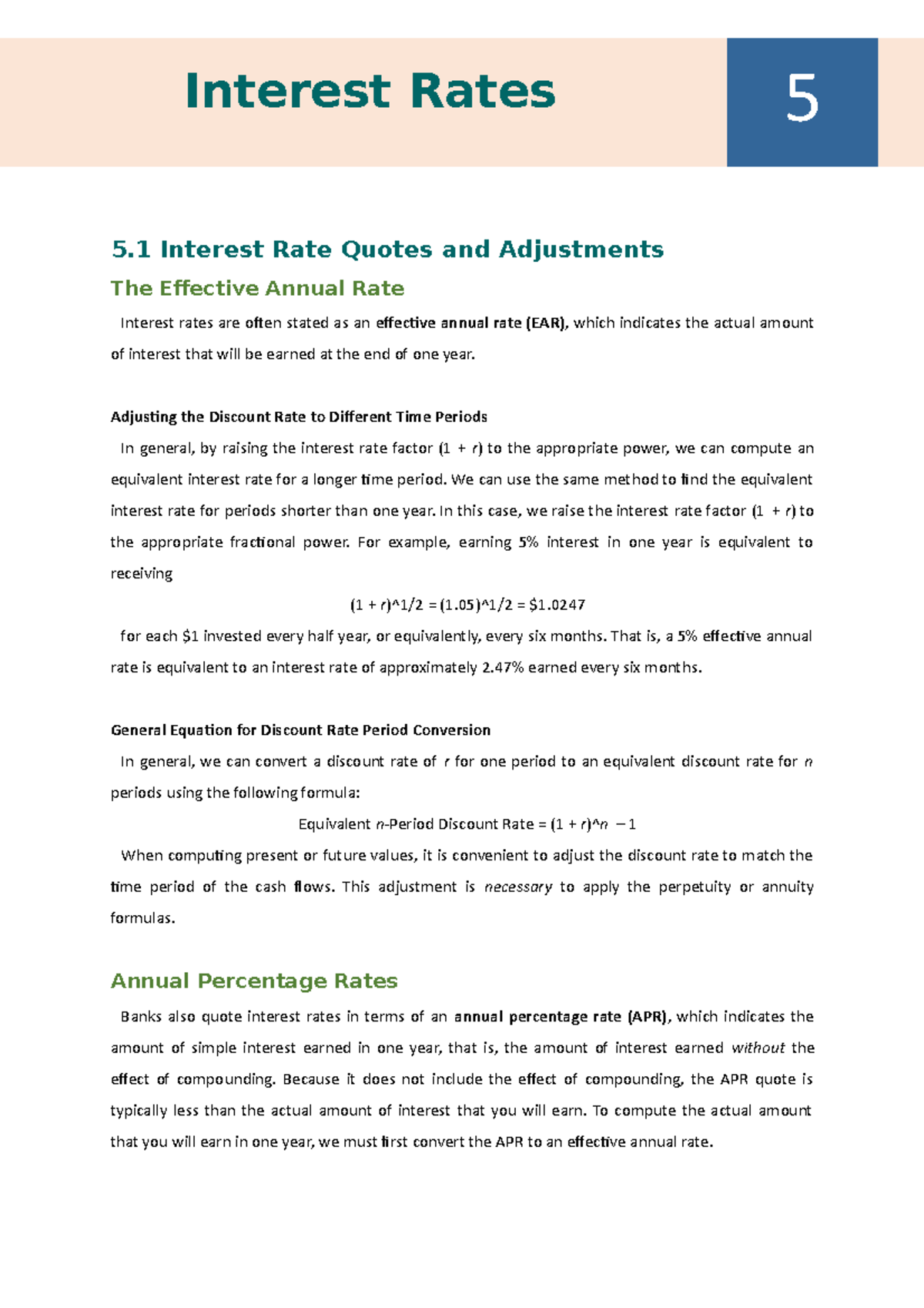 Chapter 5 Summary: Interest Rates & Financial Implications in Finance ...