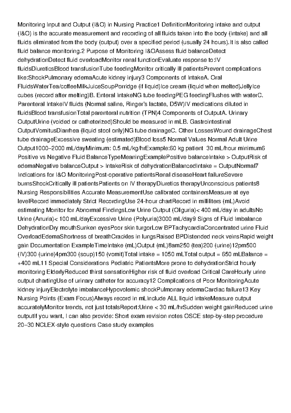 Monitoring Intake and Output in Nursing Practice: Key Concepts and ...