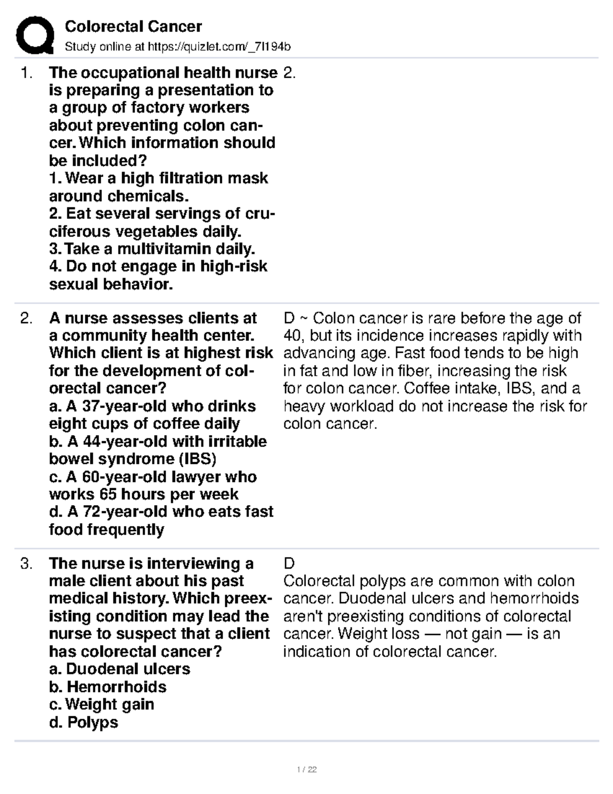 Colorectal Cancer Study: Prevention, Risk Factors, and Nursing Care ...