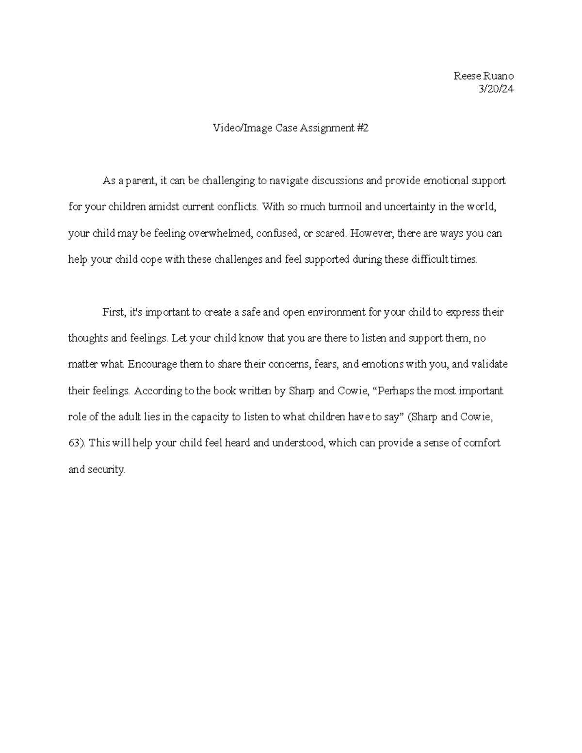 Video Image Case Assignment #2 - Reese R - Reese Ruano 3/20/ Video ...
