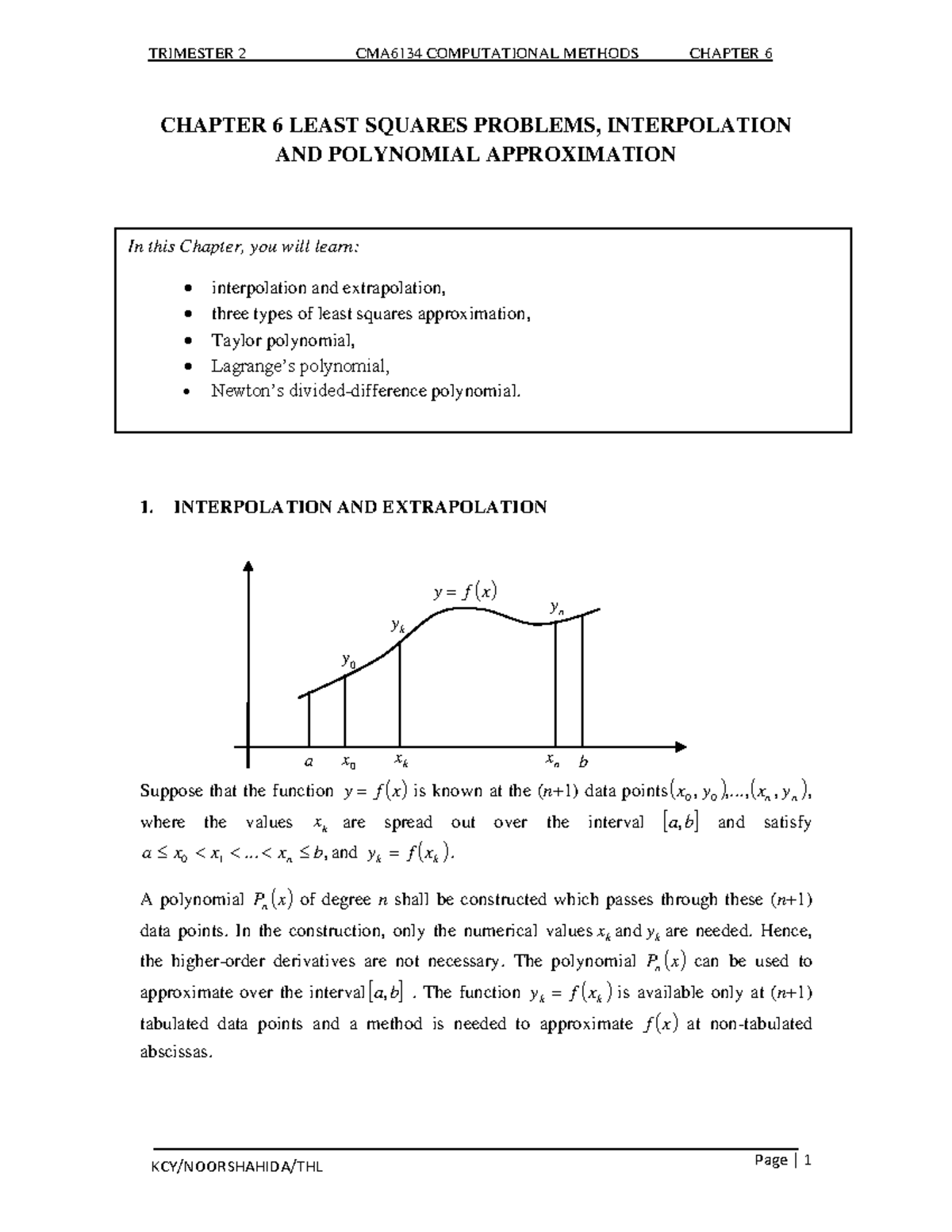 Chapter 6: Least Squares Problems - CMA6134 T2 - Studocu