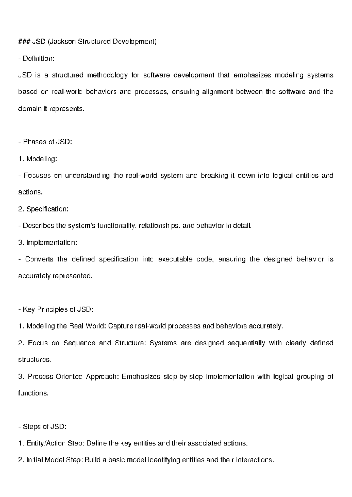 JSD & OO Concepts Overview: Key Principles and Comparisons - Studocu