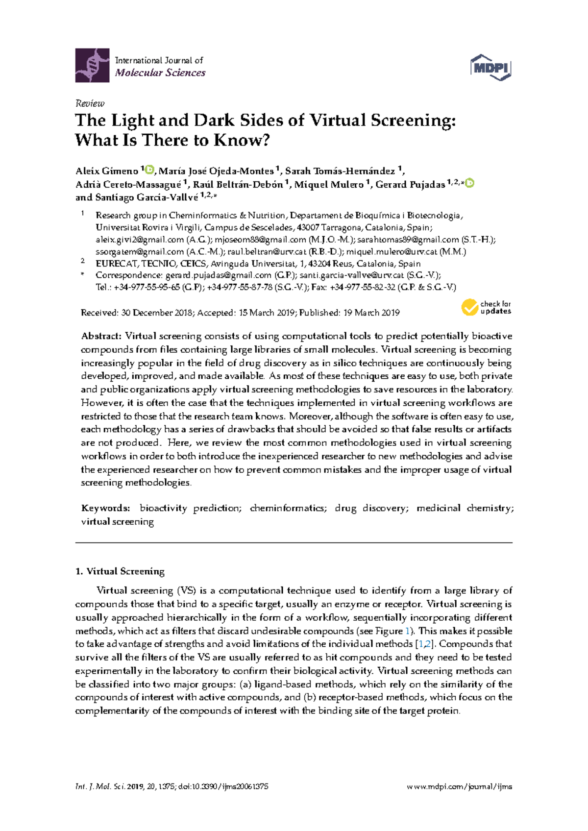 Review of Virtual Screening Methodologies in Drug Discovery ...