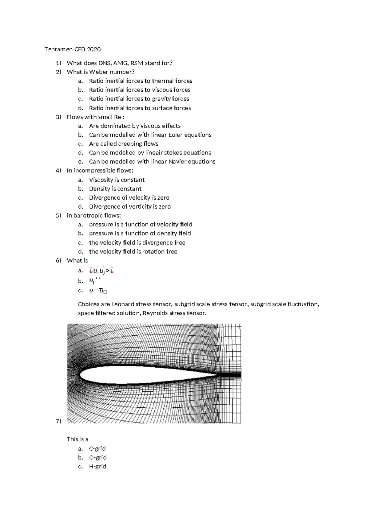 Tentamen CFD 2020 - Key Concepts and Questions Explained - Studeersnel