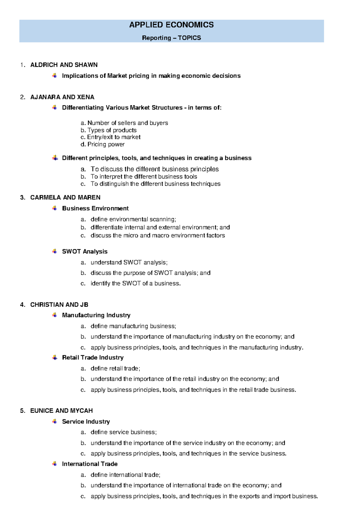 AP Economics - Comprehensive Student Reporting on Key Topics - Studocu