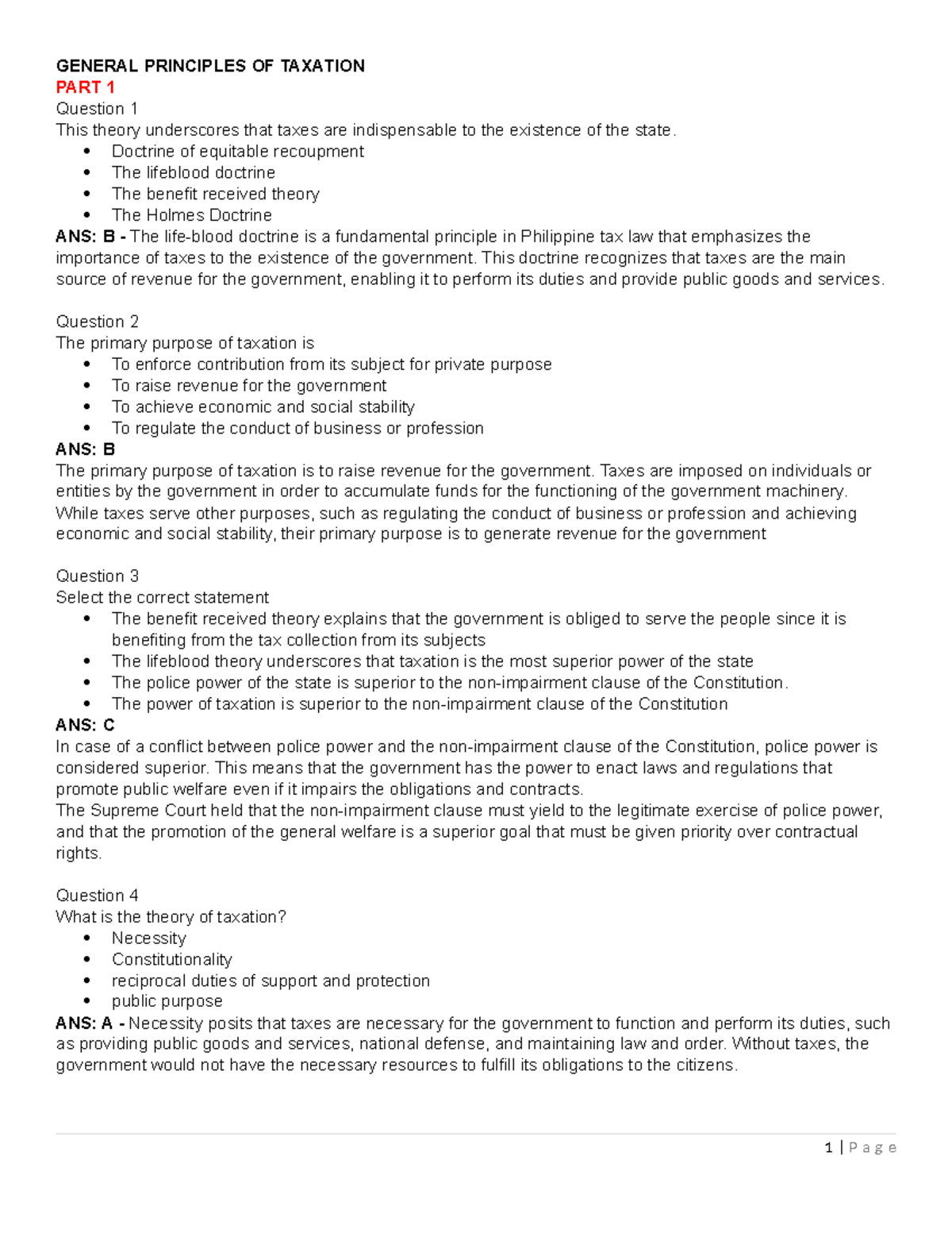 1 - General Principles OF Taxation - GENERAL PRINCIPLES OF TAXATION ...