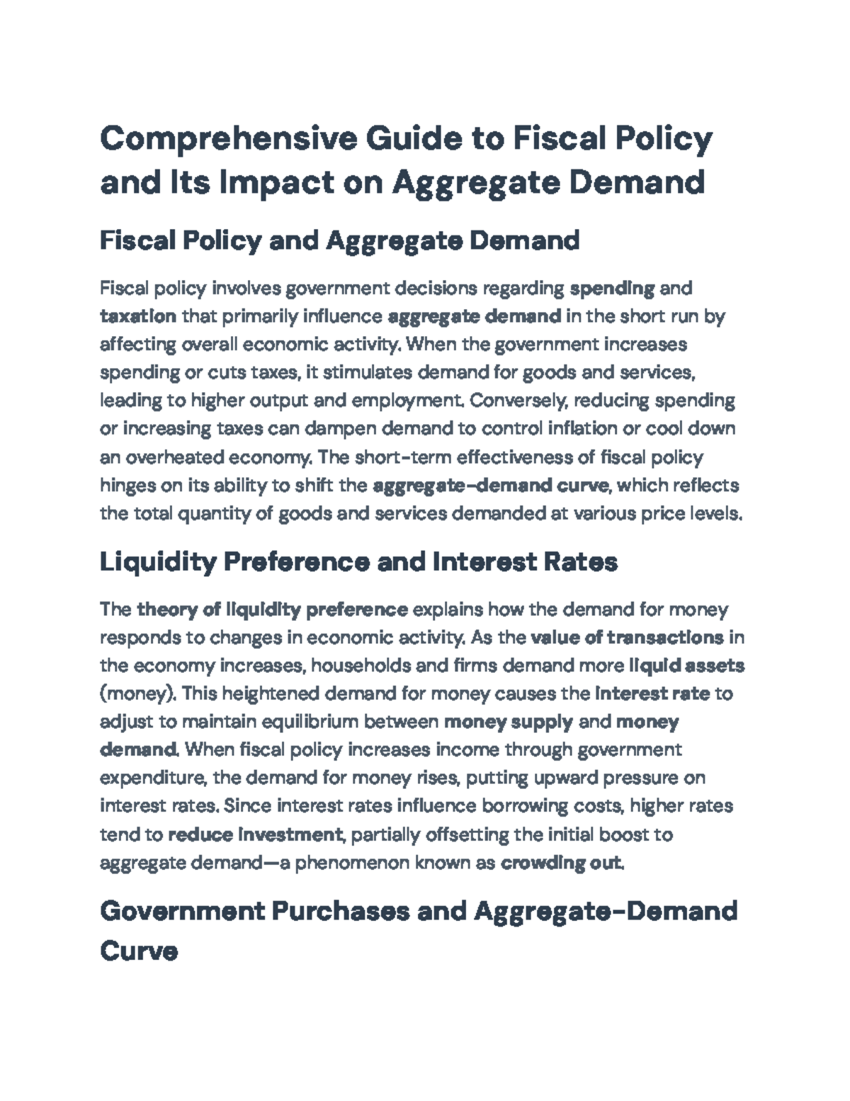 Comprehensive Guide to Fiscal Policy (ECON 101): Demand Effects ...