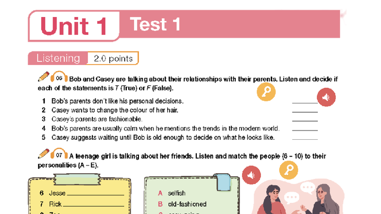 Unit1. BTBT G11 T1-2 - Unit 1 test for grade 11 - Unit 1 Test 1 ...