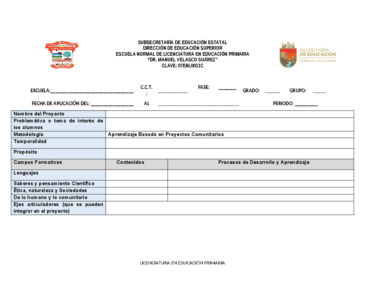Proyecto de Aprendizaje Basado en Proyectos Comunitarios - LIC. EN ...