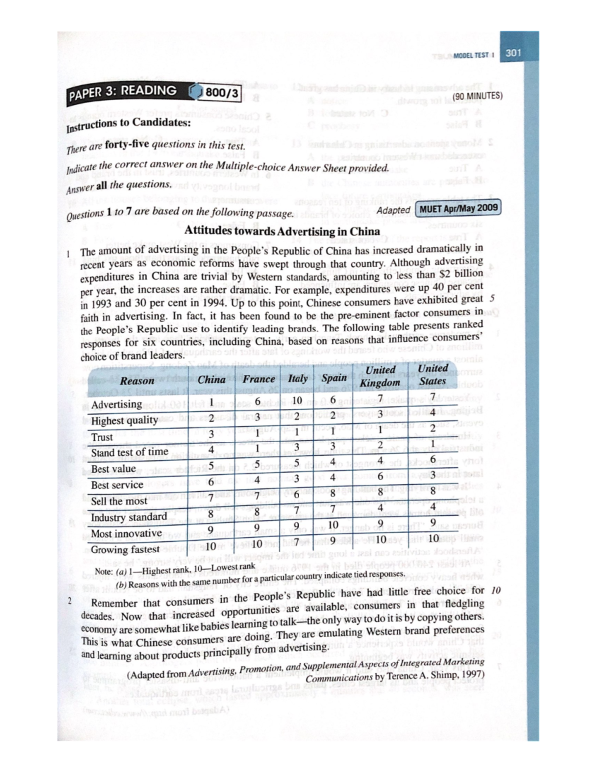 Reading Test for muet examination - englsih - UiTM - Studocu