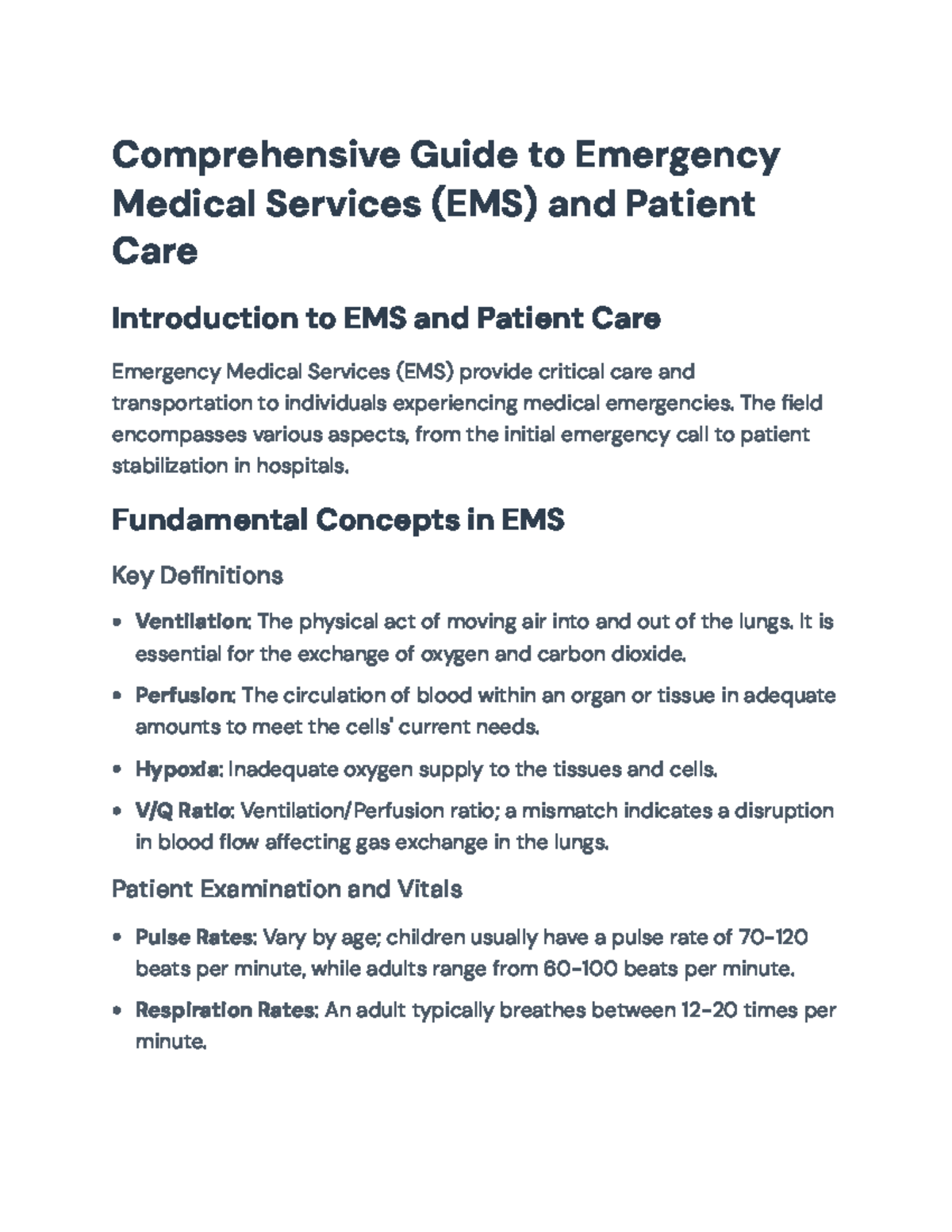 Comprehensive Overview of EMS and Patient Care Fundamentals ...