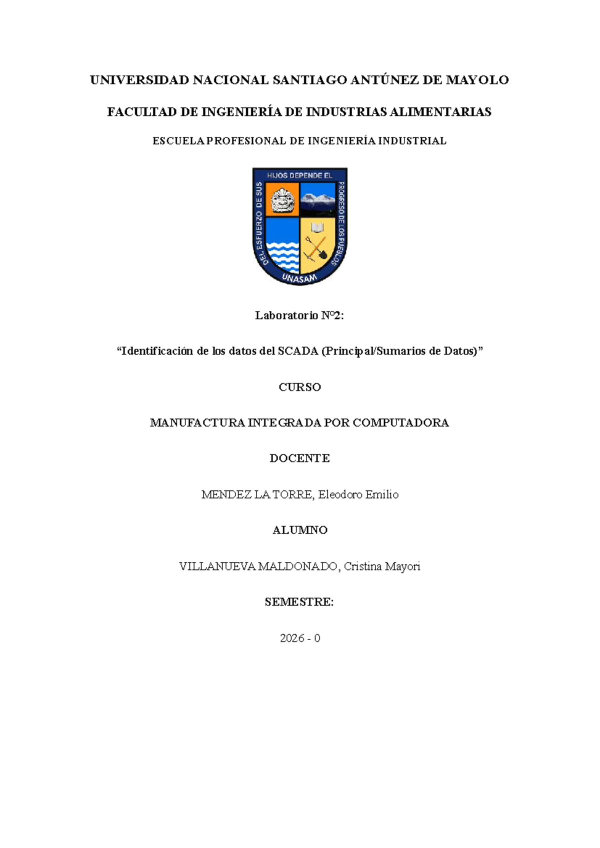 Informe de Laboratorio SCADA - CURSO MANUFACTURA INTEGRADA POR ...
