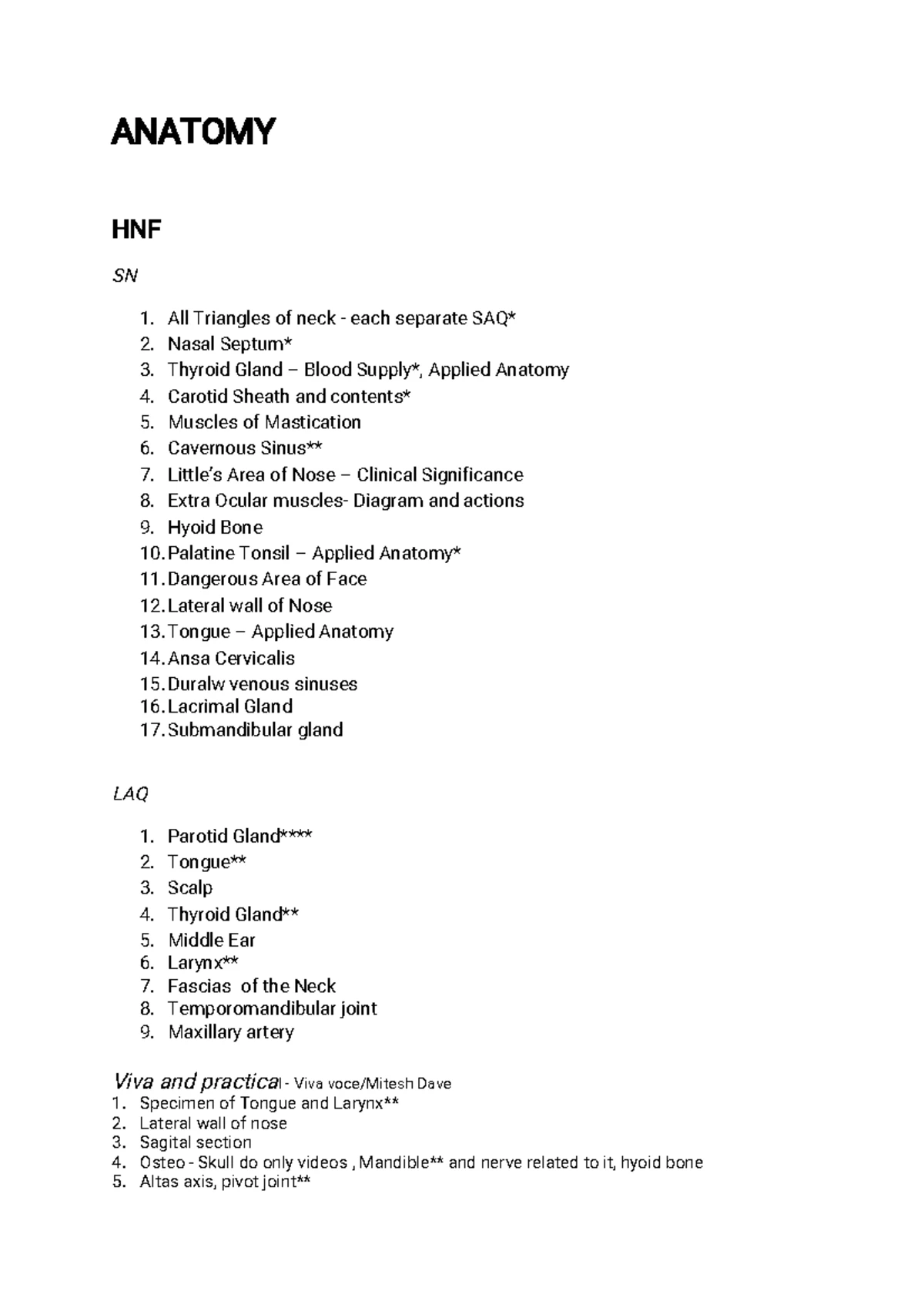 Anatomy Lecture Notes: Comprehensive Overview of Human Structure - Studocu