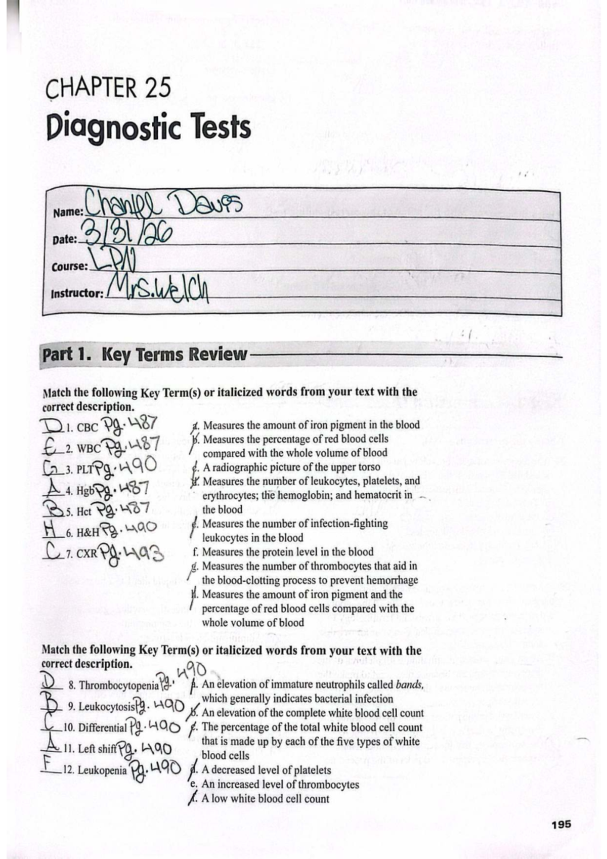 CH 25 Diagnostic Tests Study Guide: Key Terms & Concepts Review - Studocu