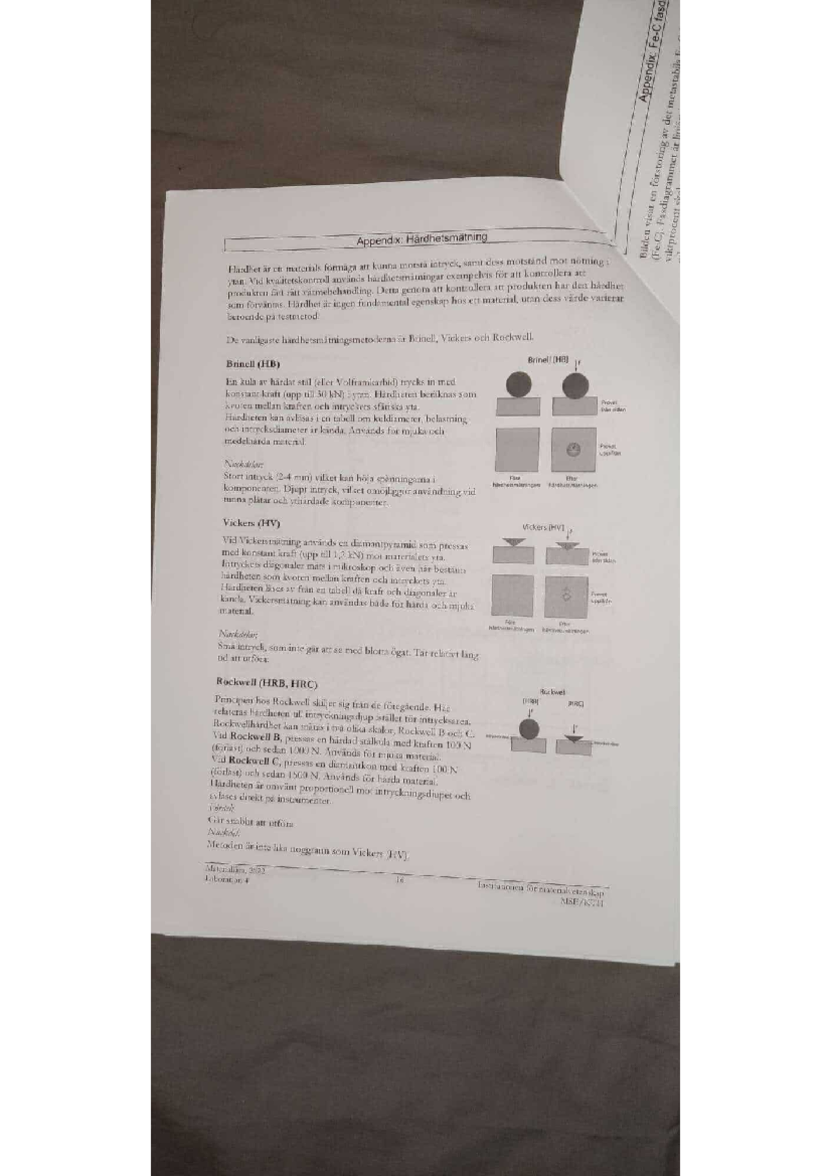 Laboration 4: Härdhetsmätning av Material i Materialvetenskap (MT101 ...