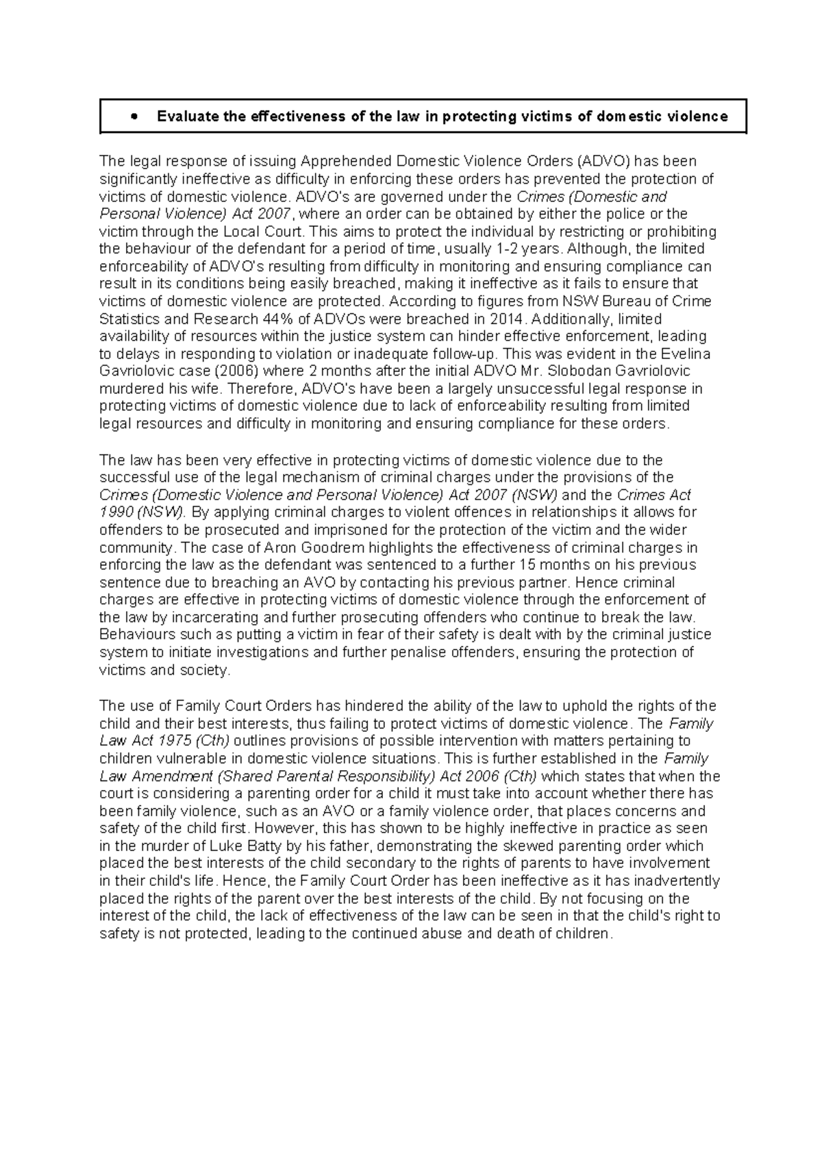 Assessing Legal Effectiveness in Protecting Domestic Violence Victims ...