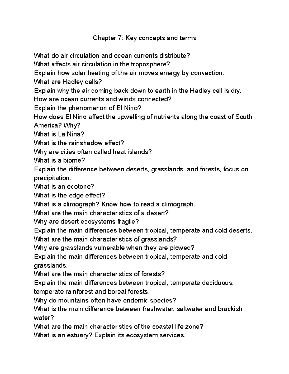 Chapter 7: Key Concepts in Ecology and Biomes - Studocu