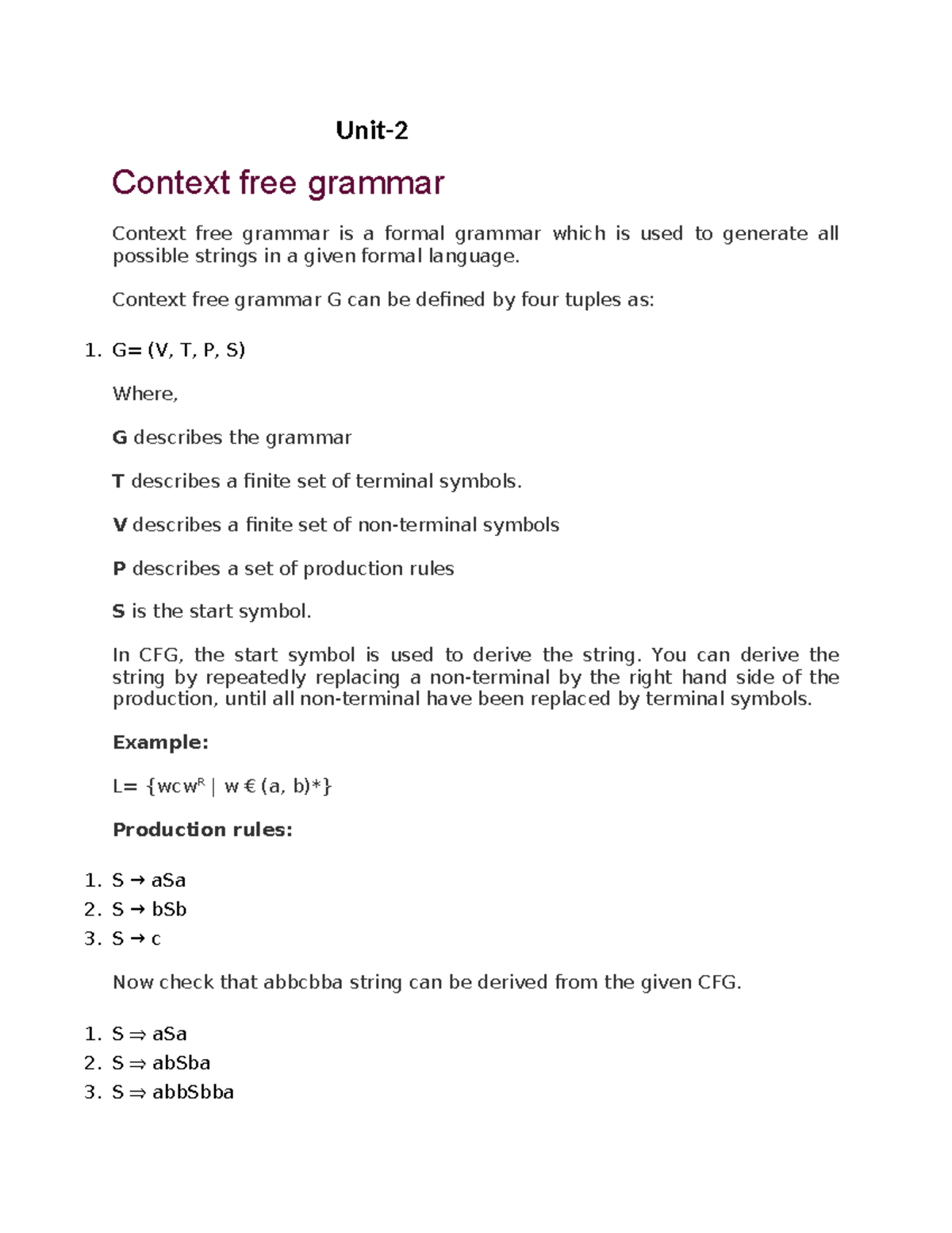 Compiler Design (CS101) - Context Free Grammar and Parsing Techniques ...
