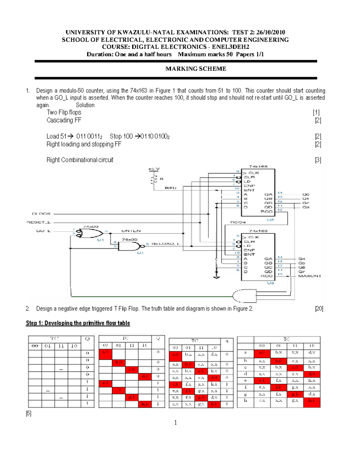 Digital Electronics ENEL3DEH2: Solutions for Tests 2, 3, and 4 - Studocu
