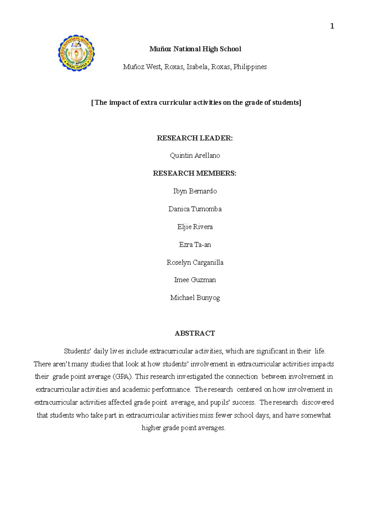 The Impact of Extracurricular Activities on Academic Performance: A ...