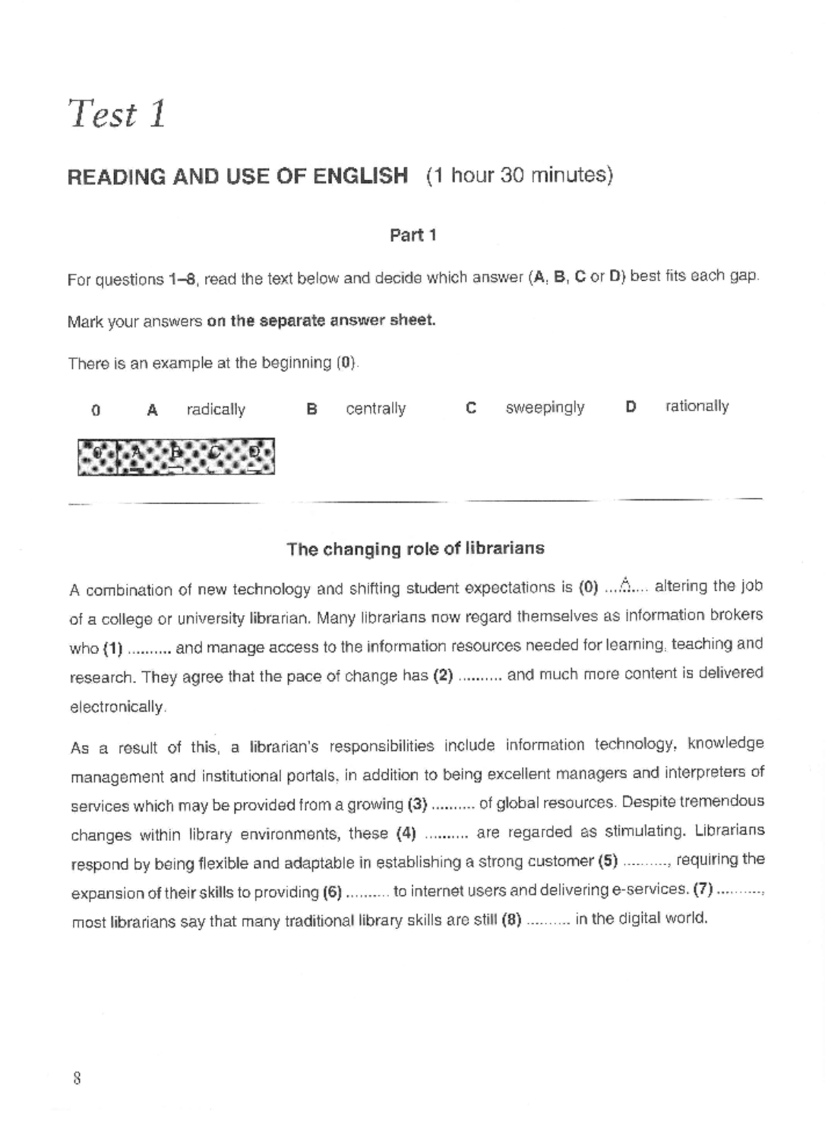 C2 Proficiency 1 Test 1 - Reading and Use of English Exam Guide - Studocu
