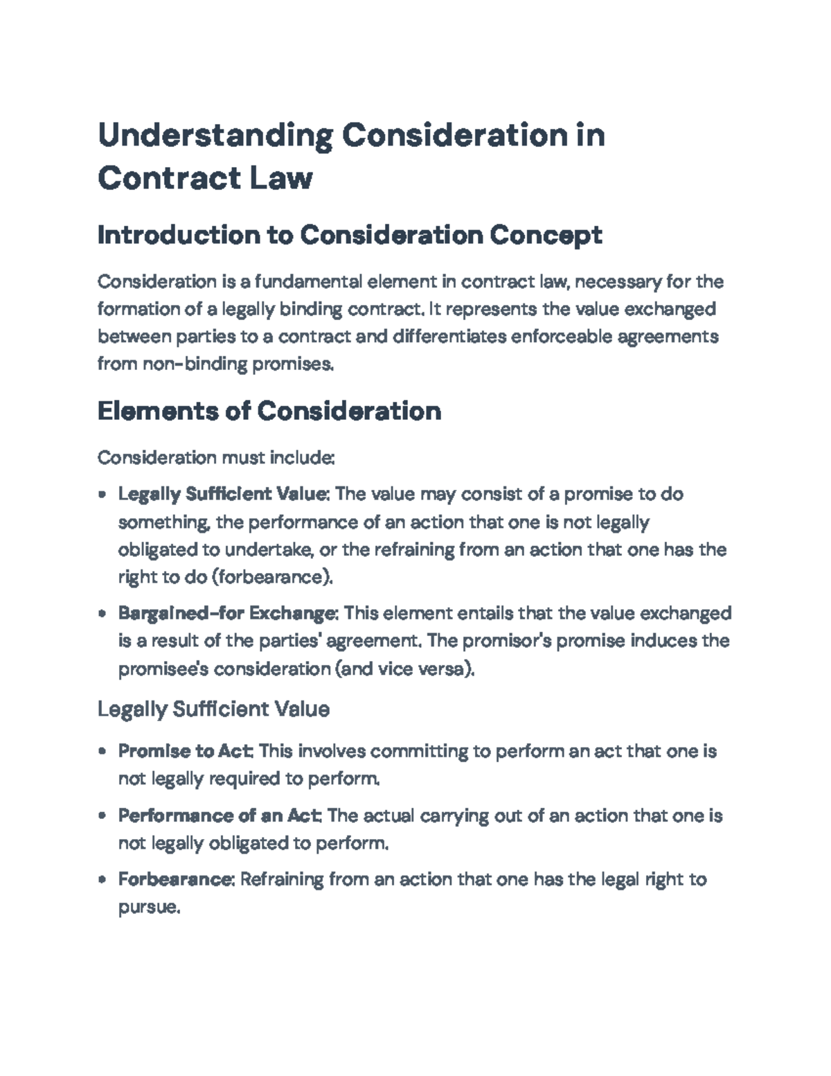 Contract Law: A Detailed Examination of Consideration Principles ...