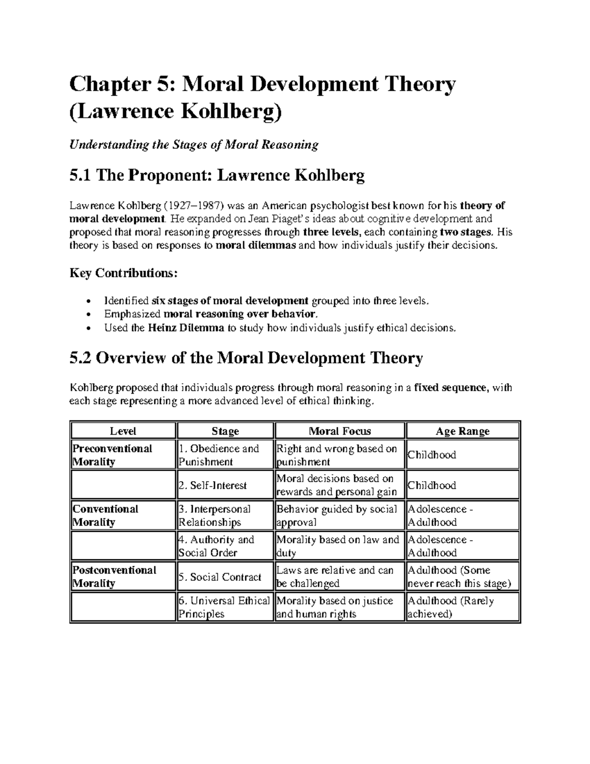Leanrning Theories Part 2 - Chapter 5: Moral Development Theory ...