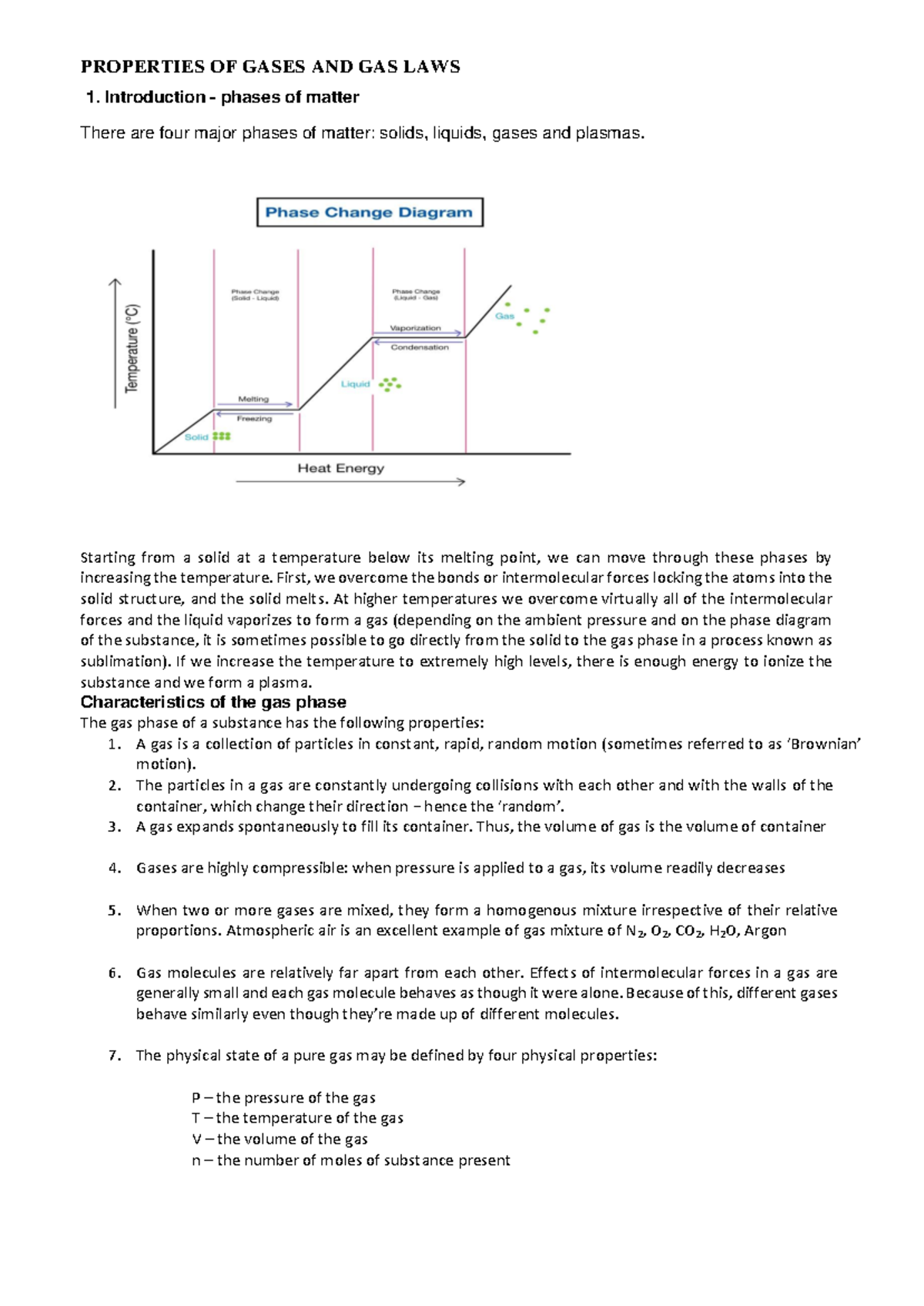 Week 1: Properties of Gases and Gas Laws - Physical Chemistry Notes ...