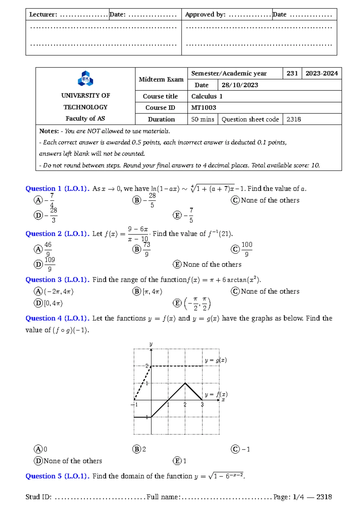Matlab Project for Calculus 1 - Group 2: Derivatives & Integrals - Studocu