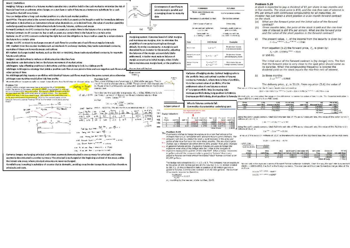 Mid-Semester Notes on Futures & Derivatives Concepts - Studocu