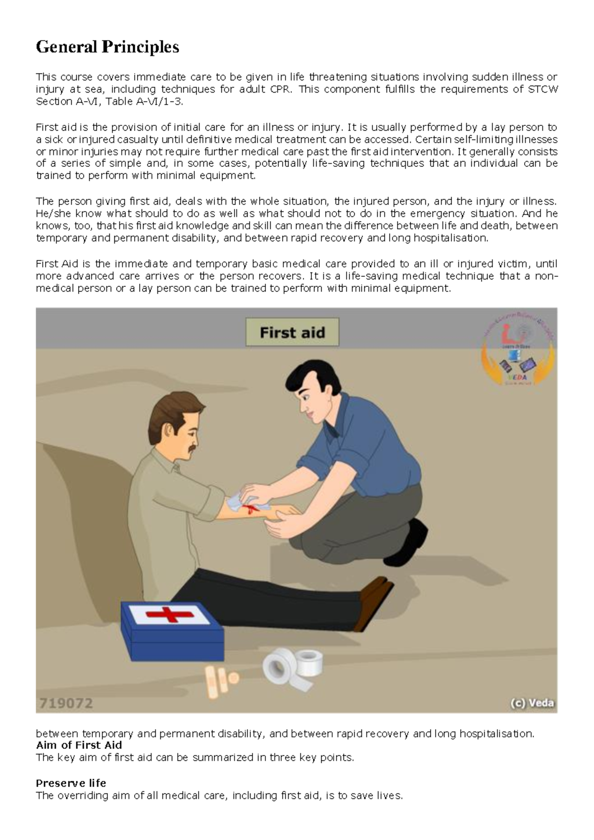 First Aid Principles and Procedures for STCW Compliance - Studocu