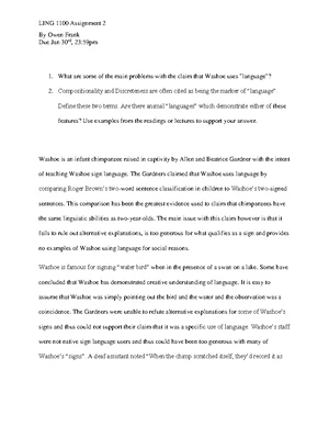 LING 1100 Assignments for practice - Assignment 1 Due Jan 2 2 nd , 23 ...